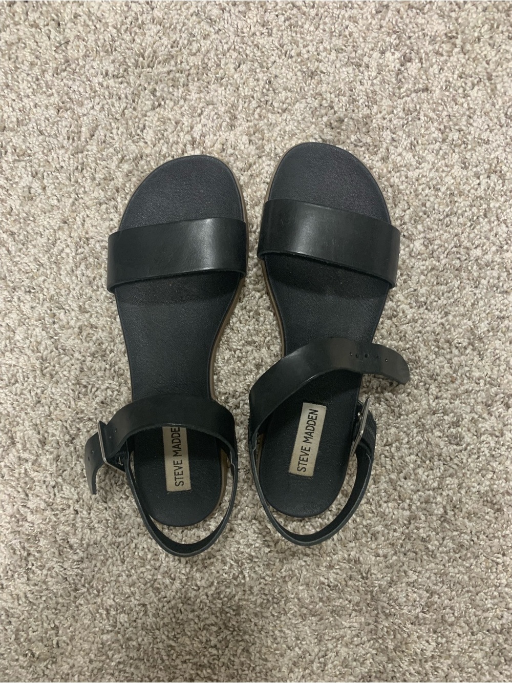Steve Madden Black Strappy Ankle Buckle Sandals